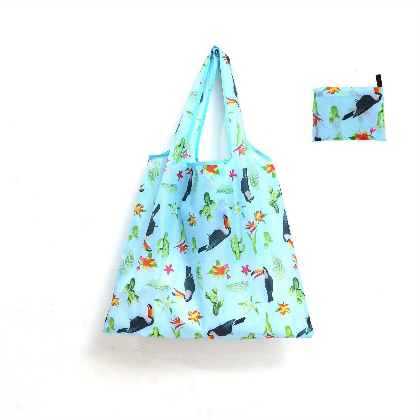 Large Capacity Folding Shopping Bag with Portable Printed Hand-held Storage Bag - Reusable Oxford Cloth Bag for Household Supplies