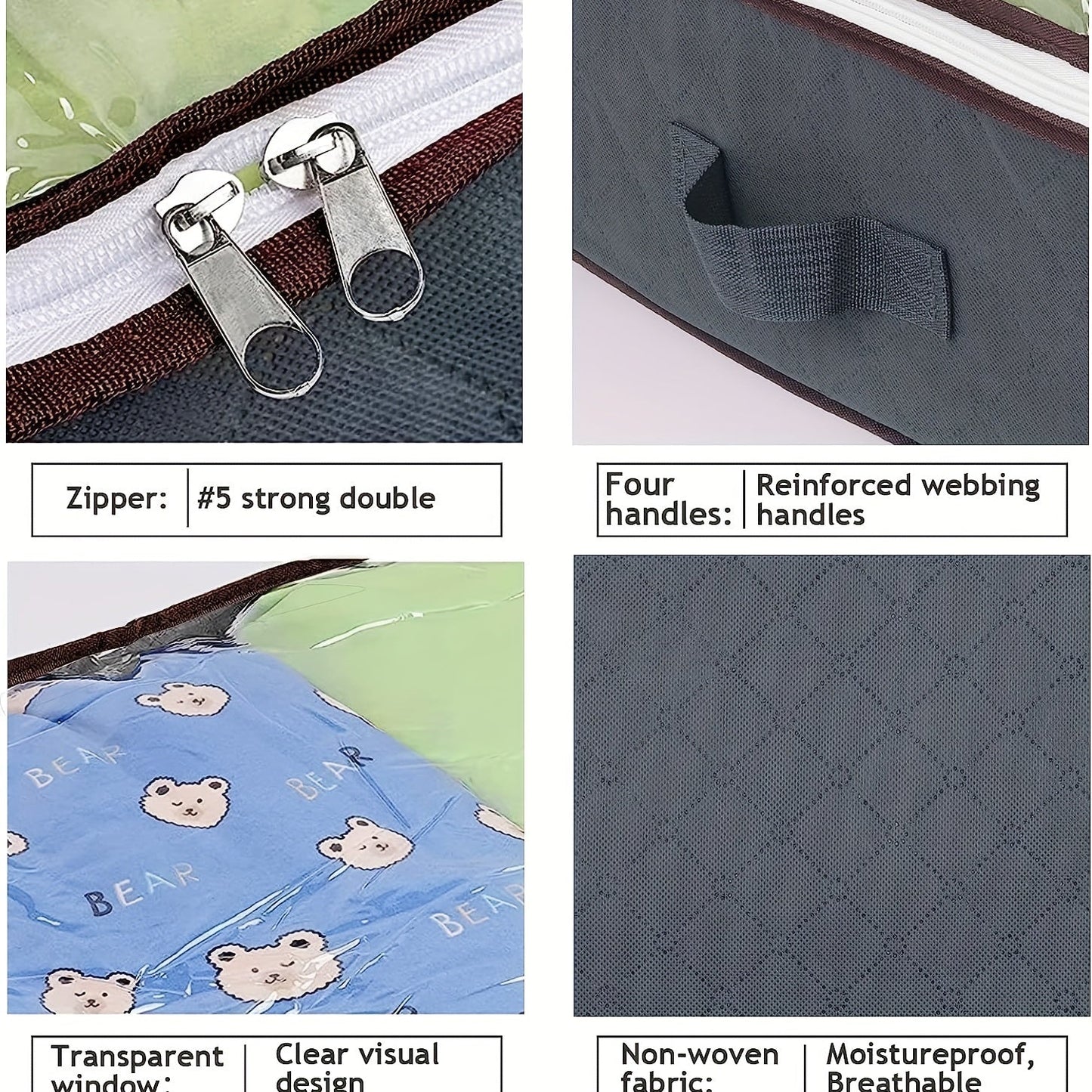 Foldable Storage Box for Clothes and Blankets with Window Handle - Perfect for Organizing Bedroom, Closet, Dormitory. Underbed Storage Container for Quilts, Pillows, Shoes, and Toys.