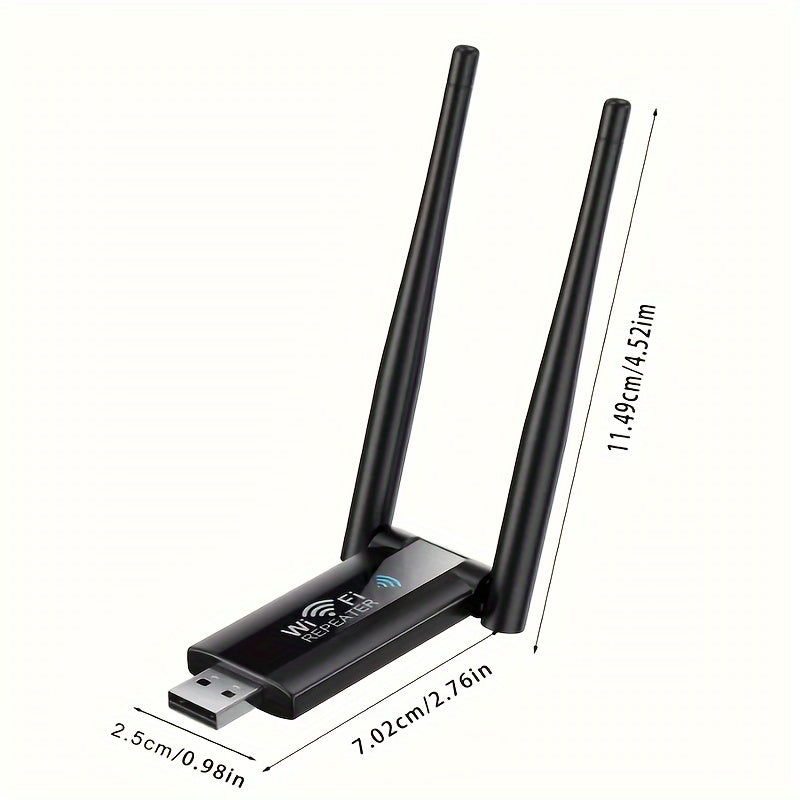 USB WiFi Extender - Boosts signal range and speed for home routing, noise-free, portable.