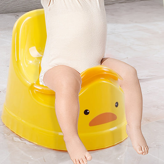 Yellow Potty Training Chair with Cute Duck Design for Boys and Girls - Durable Plastic Seat, Easy-to-Clean, Comfortable and Sturdy Toilet Training Seat