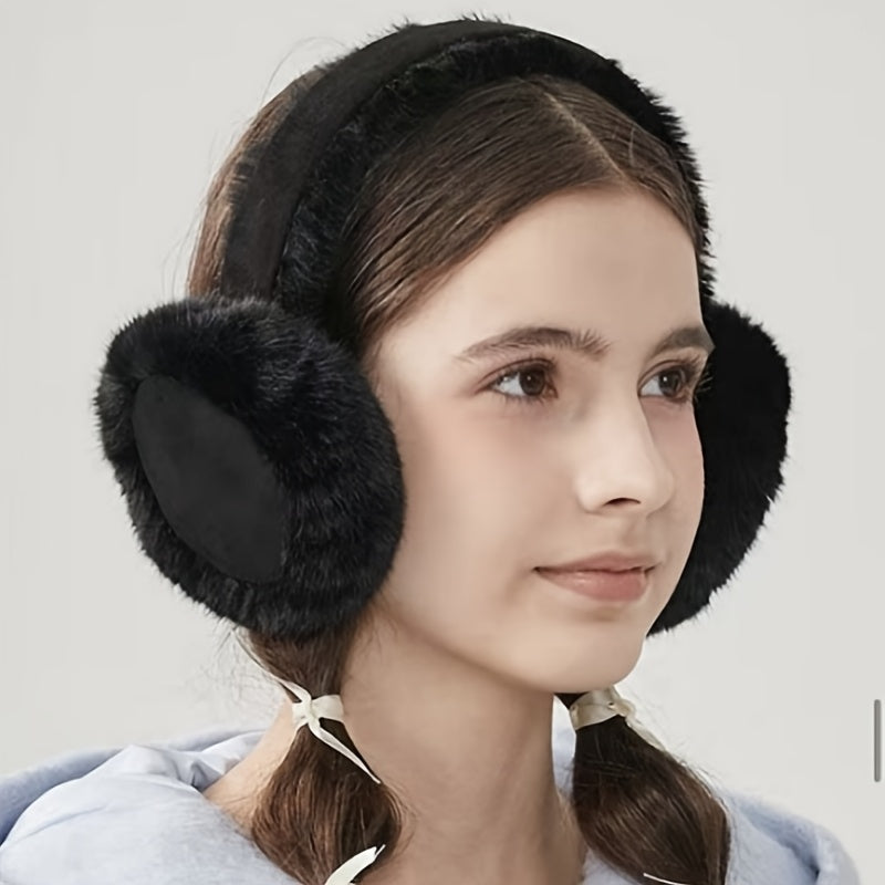 Women's earmuffs made of knit fabric with suede plush lining. These ear warmers are cold resistant and made of fitted polyester for optimal ear protection. They are washable for easy care.