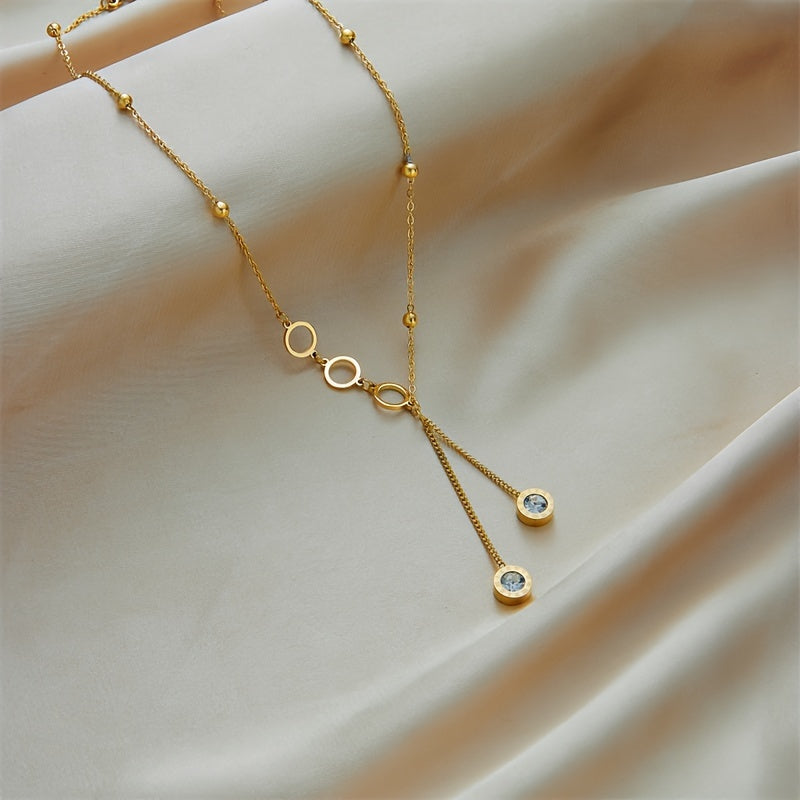 Get a touch of elegance with the 1 Pc Golden Stainless Steel Circle Pendant Necklace, a luxurious and stylish accessory perfect for any occasion. This sexy minimalist design adds a trendy touch to your look, making it a versatile choice for streetwear