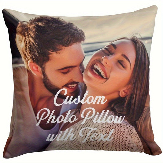 Get a personalized pillowcase featuring your favorite pictures and text, perfect for Valentine's Day, weddings, anniversaries, or as a special homemade holiday gift. This single-sided printed pillowcase measures 45.72 x 45.72 cm and does not include a