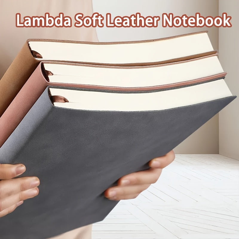 Personalized squared ruled soft leather notebook with bookmark is ideal for business meetings and academics.