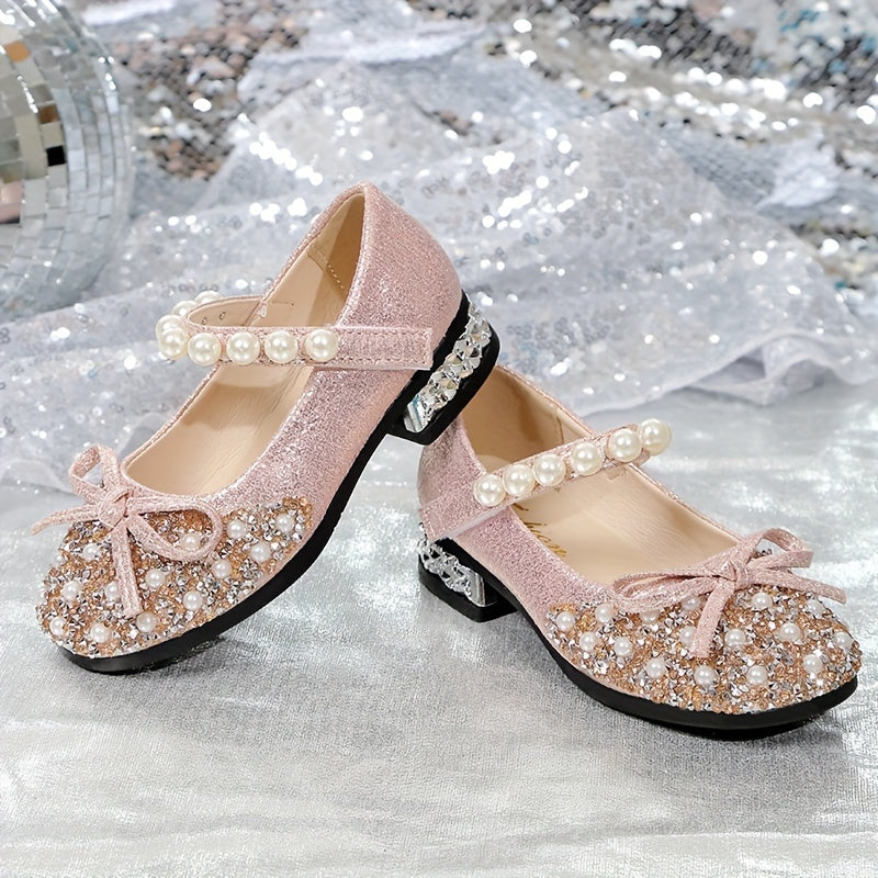 Summer Crystal Princess Shoes with Soft Soles for Little Girls and Toddlers.