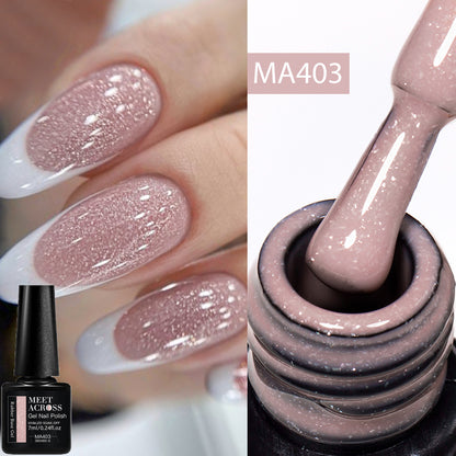 7ml Shimmering Nude Glitter Gel Nail Polish - Soak Off UV LED Varnish for DIY Manicures, Scent-Free