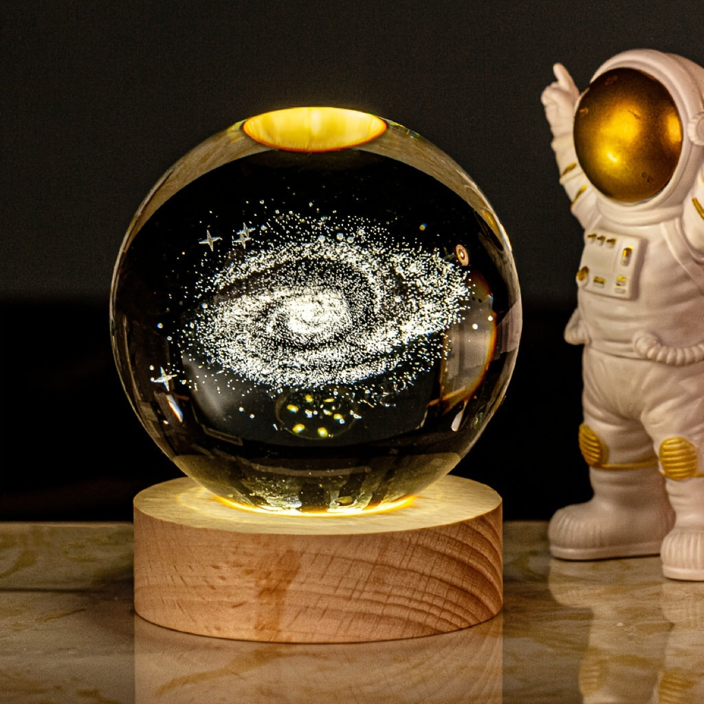 3D Galaxy Crystal Ball Night Light with Warm LED Base is a perfect gift for astronomy enthusiasts and loved ones on special occasions like birthdays and Valentine's Day.