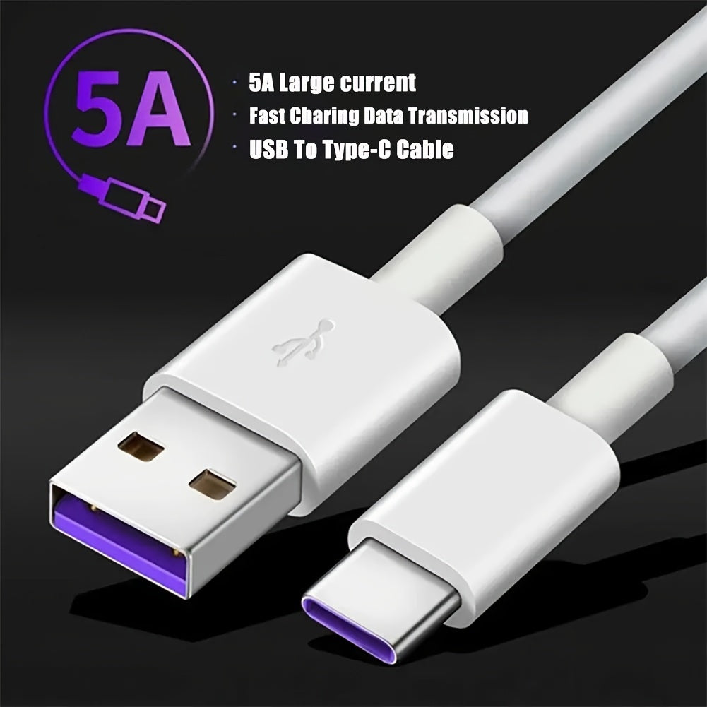 1pc/3pcs/5pcs 5A USB-C Fast Charging & Data Cable for various phone brands - Durable cord with power bank compatibility, 66W Max.