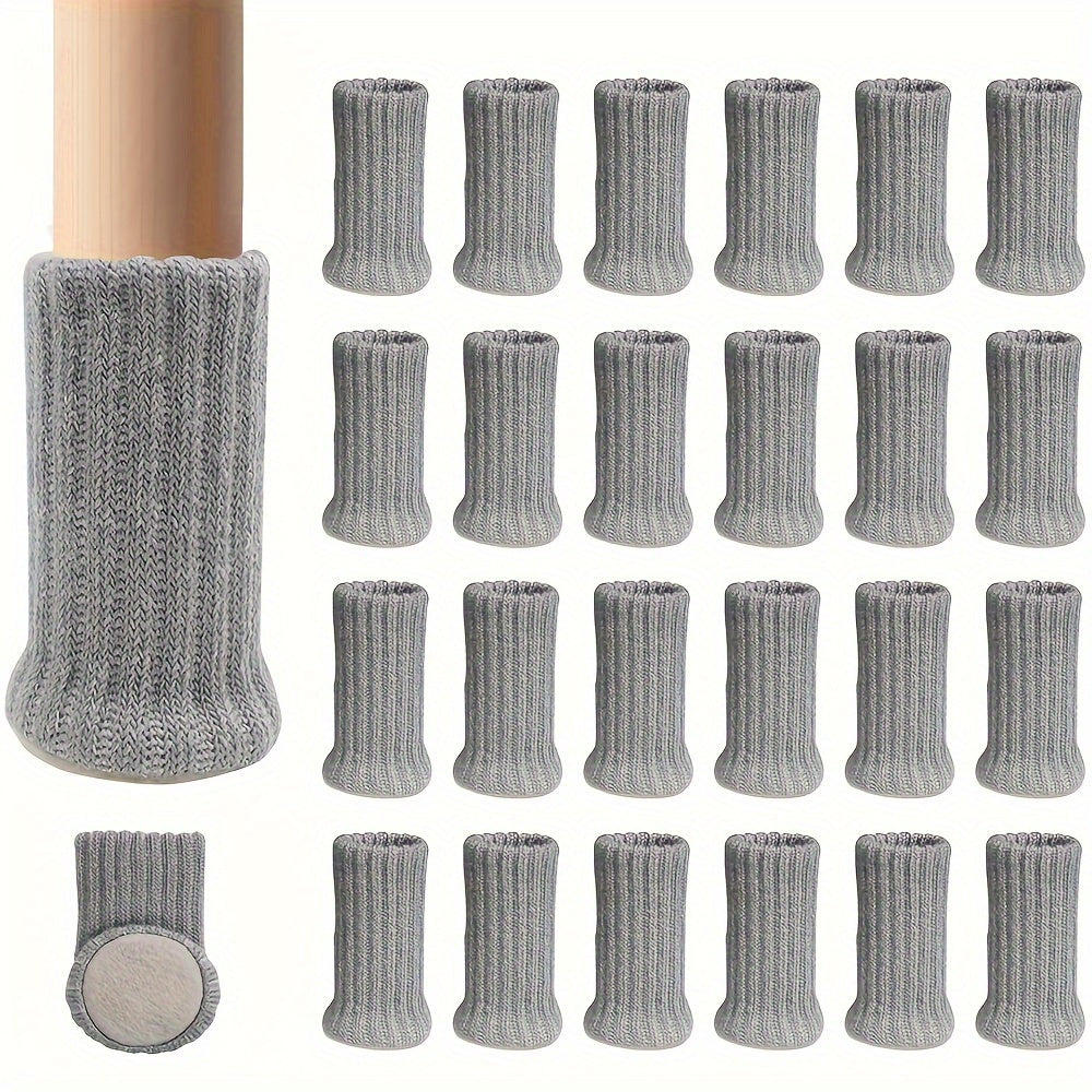 Set of 24 high elastic chair leg socks with anti-slip pads for floor protection.