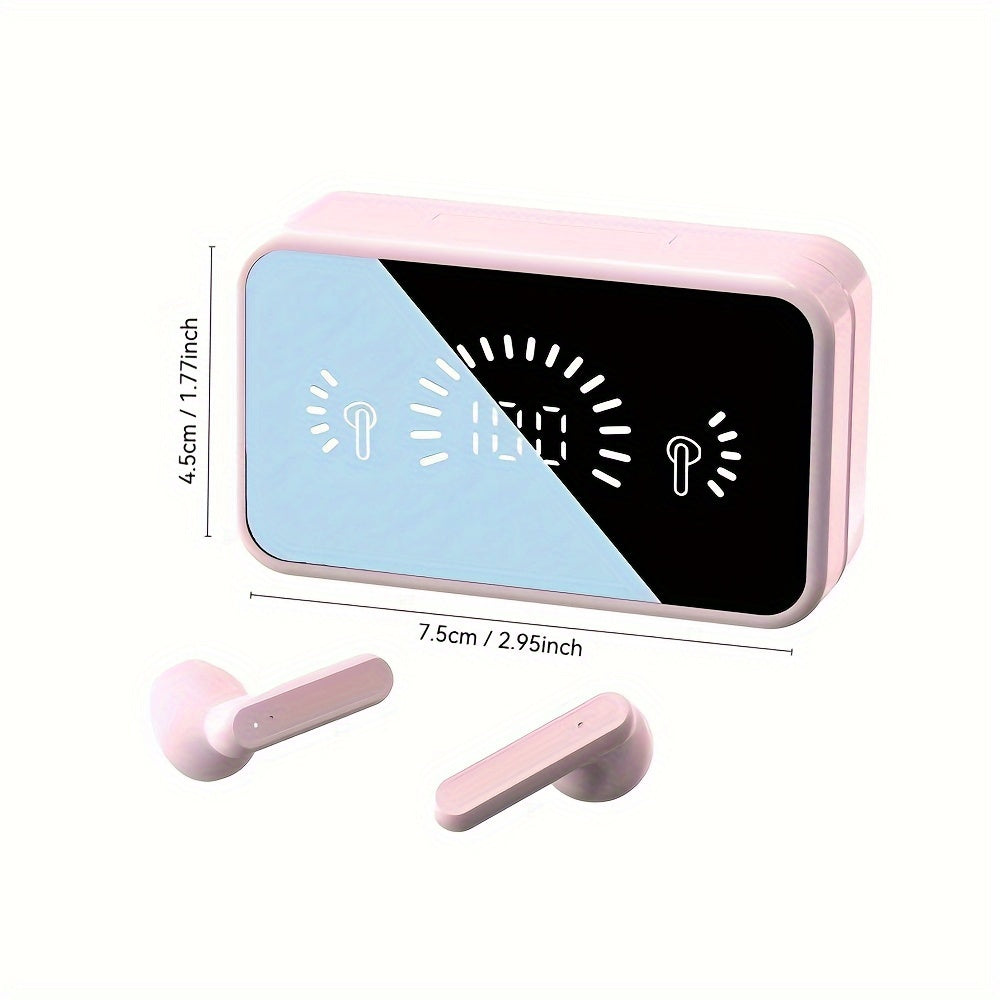 Anime-themed wireless earbuds with touch volume control, LED display, HiFi sound quality, 800mAh battery, and microphone, suitable for sports and compatible with cellphones.