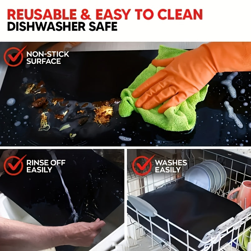 1 piece of Non-Stick Reusable Oven Mat in Black PVC, suitable for use in Electric & Gas Ovens as well as on the BBQ. An indispensable accessory for parties and vacations.