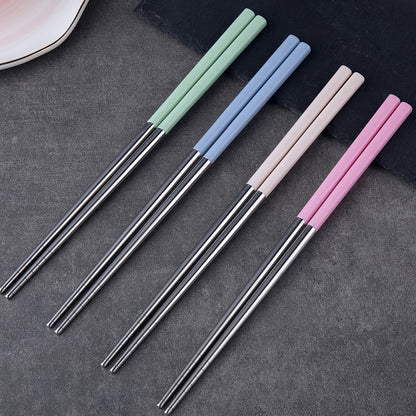 4 Pairs of Stainless Steel Reusable Non-slip Chopsticks, Dishwasher Safe, Gift