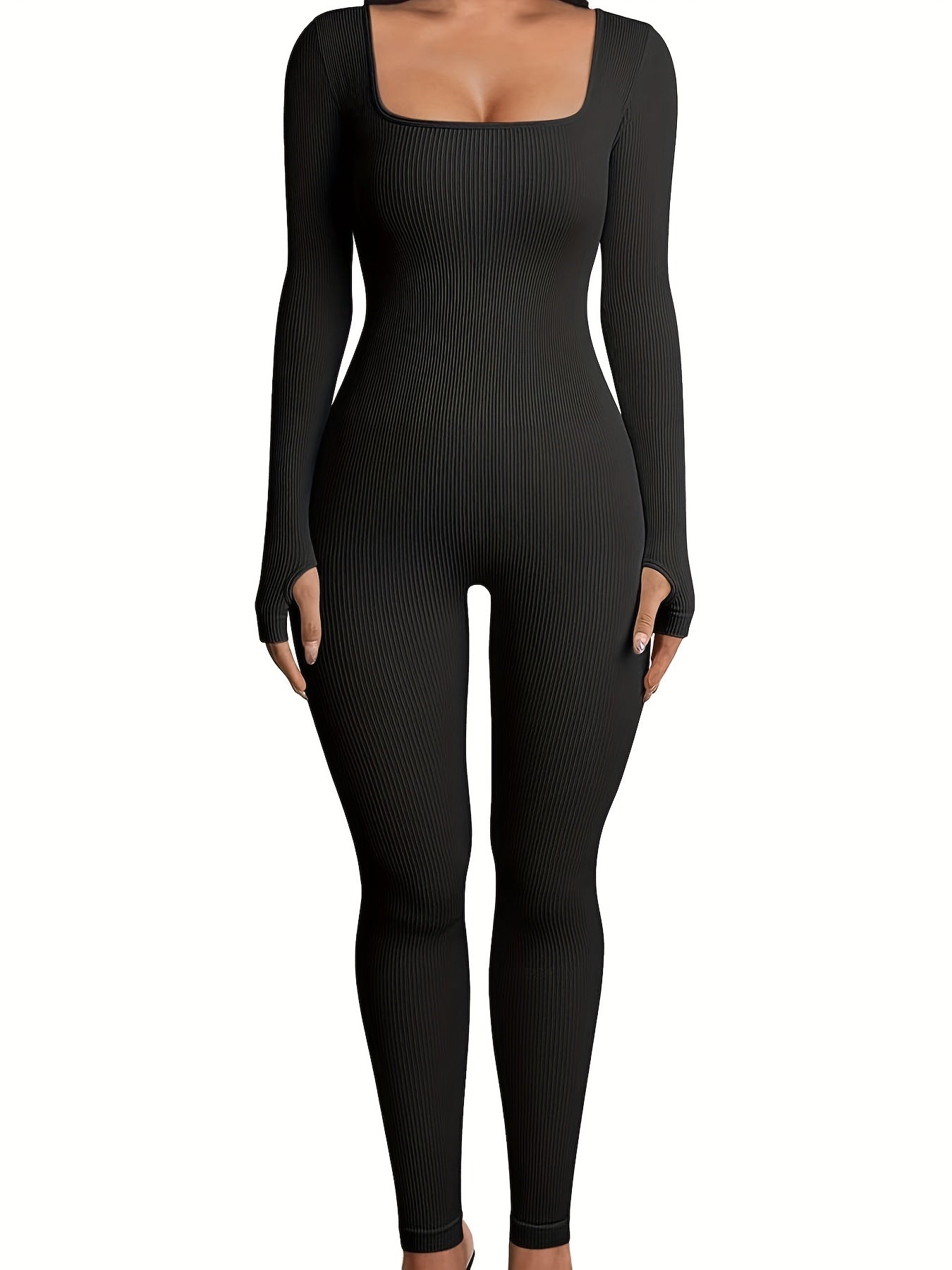 Seamless body shaping jumpsuit with long sleeves for slimming and shaping, designed for women.