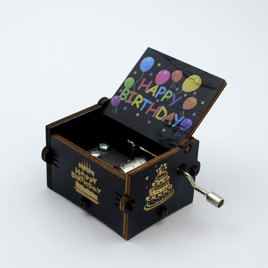 Wooden Hand Crank Happy Birthday Music Box for Special Occasions.