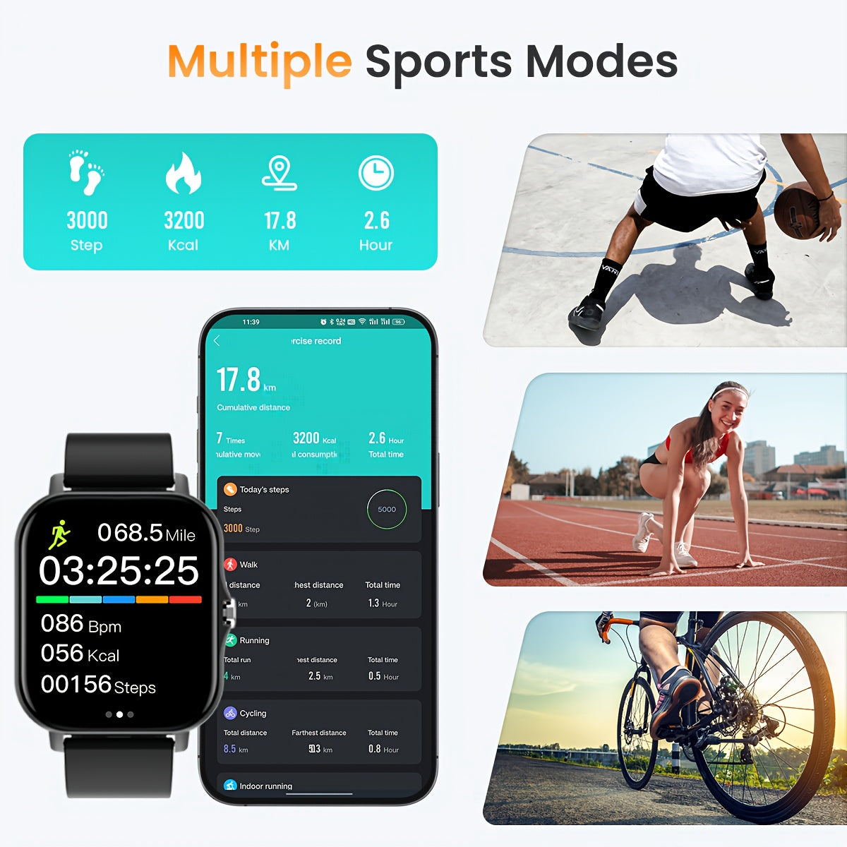 1.83-inch full touch screen smartwatch with call and message function, pedometer, multiple sports modes, compatible with IOS/Android devices. A minimalist style ideal gift for any occasion.