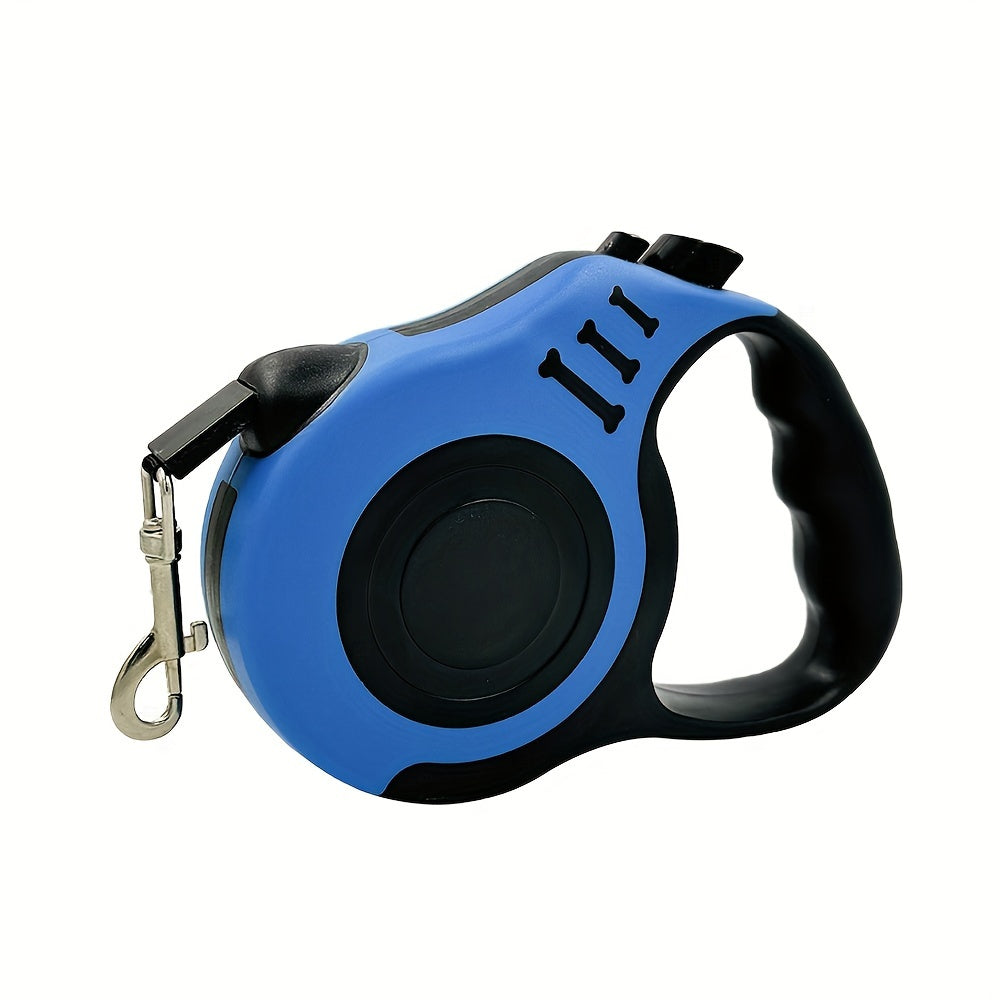 10-Foot Dual-Button Retractable Dog Leash with Polyamide Material, One-Click Brake and Lock, Comfort Grip - Battery-Free