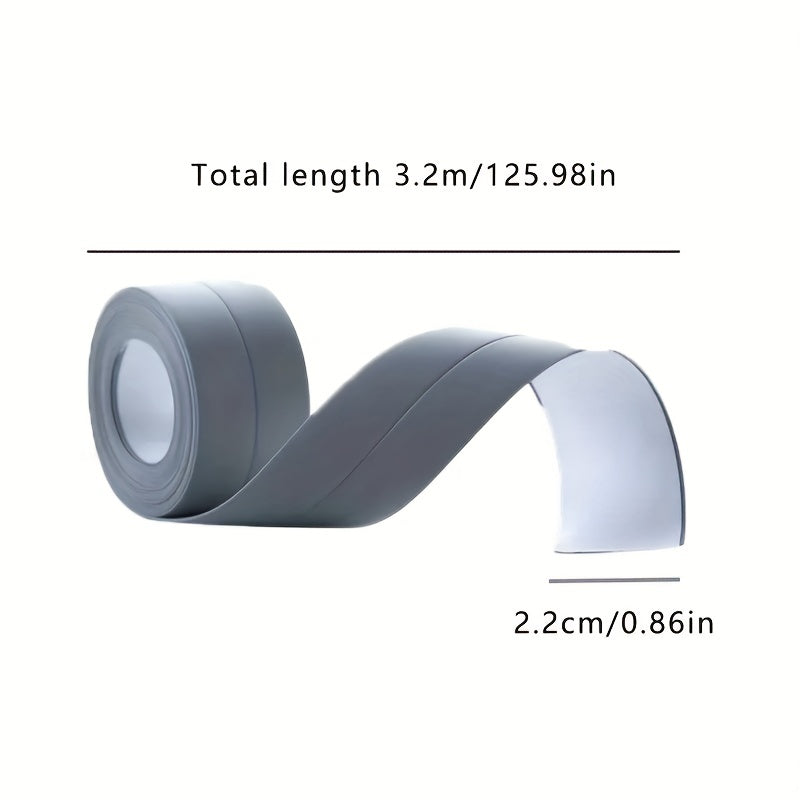 Waterproof PVC sealing strip for bathrooms and kitchens, self-adhesive and 3.2m long.