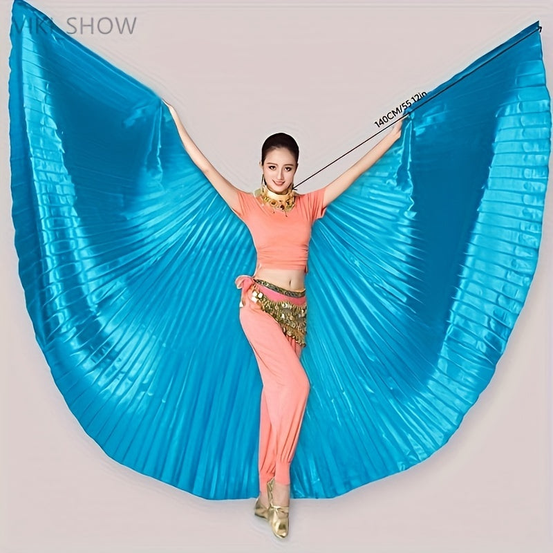 Golden Butterfly Wings Belly Dance Costume with 360° cape, telescopic sticks included. Fits height 61-69.