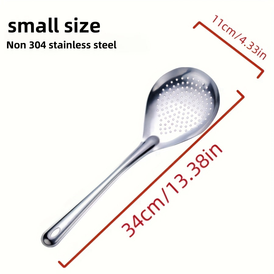 Stainless Steel Skimmer Spoon, Large Perforated Strainer for Frying & Cooking, Kitchen Tool for Noodles & Fried Food, Seamless One-Piece Design, Dishwasher Safe, SUS304 Material.