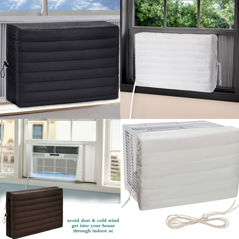 Protect your indoor air conditioner window unit with this adjustable cover. Made from rust-proof material, it provides protection from dust and snow. The elastic band ensures an easy and secure fit, while also keeping your room warm in the winter.