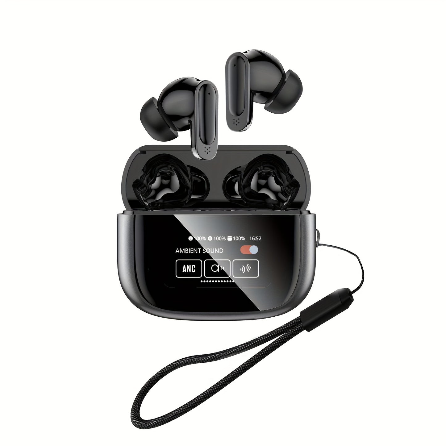 New 2025 Smart Touchscreen Earbuds with BT5.4, Noise Cancelling, Long Battery Life, High Fidelity Sound, Semi-open-back Design, Condenser Microphone, Rechargeable 300mAh Lithium Polymer