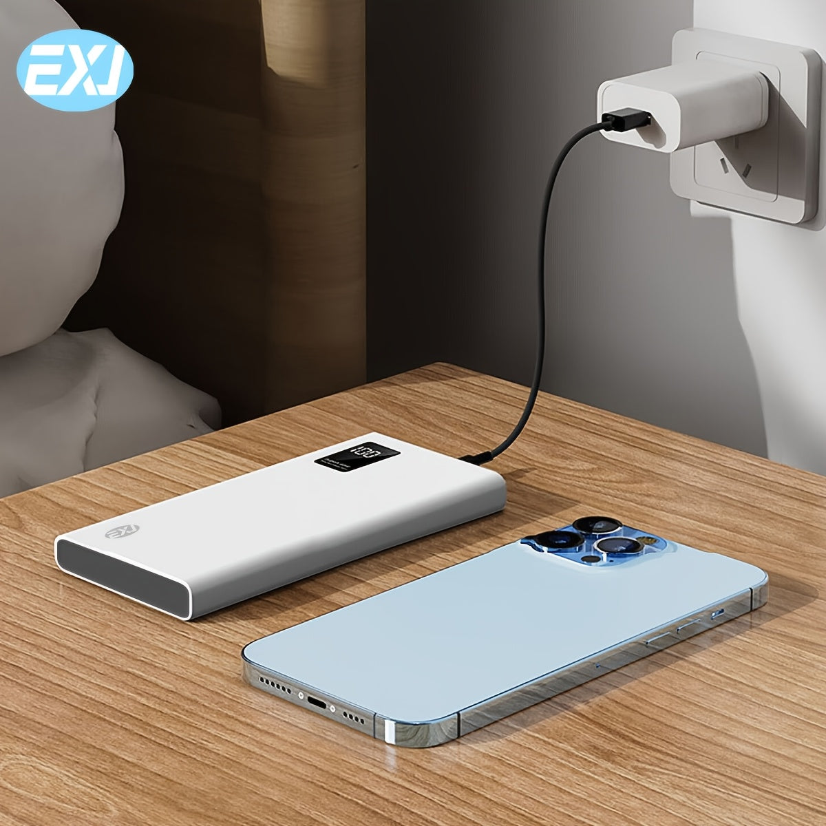 EXJ 20000mAh/10000mAh Power Bank with Fast Charging, LED Display, 2 USB 3.0 Type C QC PD4 Ports. Compatible with iPhone, Android, Samsung, and more.