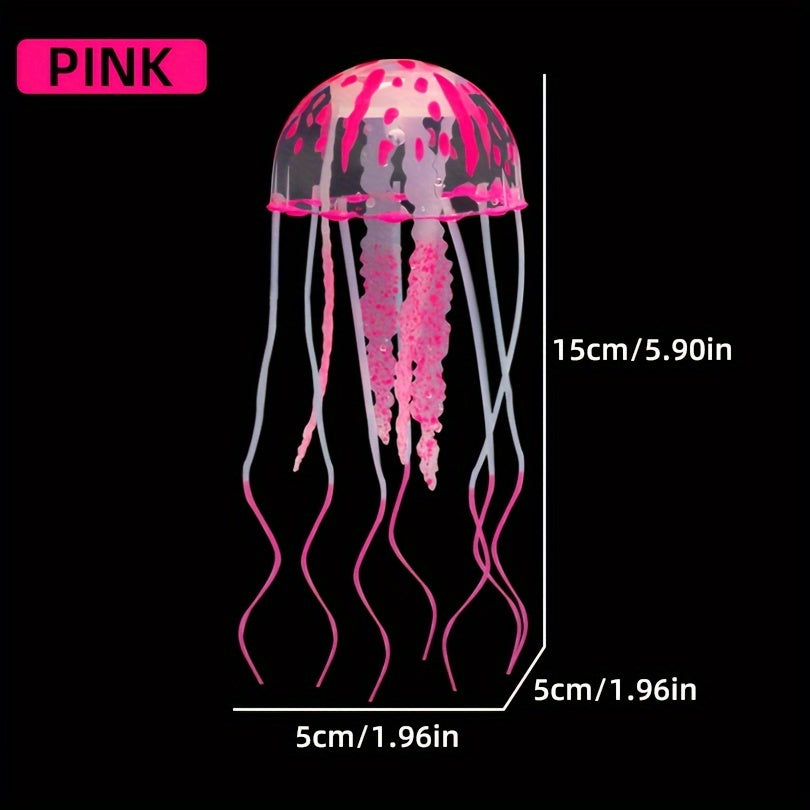 Artificial silicone jellyfish ornament for aquarium tank simulation.