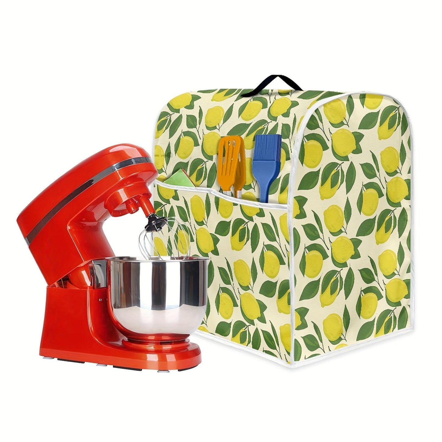 Protect your KitchenAid mixers and coffee makers with the stylish and easy-to-clean Rshubino Lemon-themed dust cover. This appliance protector features a convenient pocket and handle, and is safe for non-food contact.