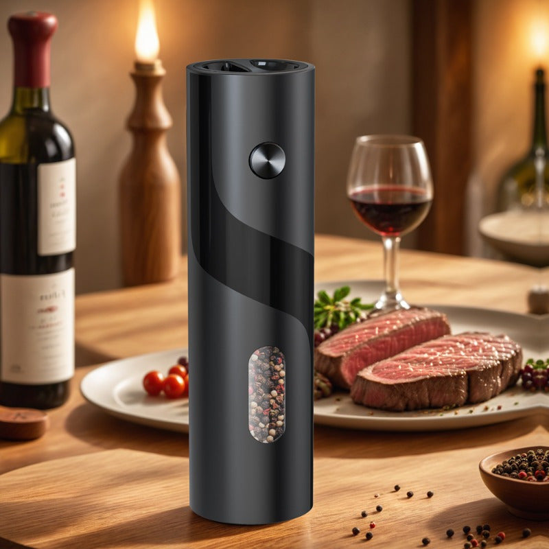 This electric salt and pepper grinder is adjustable for coarseness, refillable, battery-operated, and automatic. It is an essential kitchen gadget with a square shape and a capacity of over 10L. This grinder requires 4 AAA batteries (not included) for