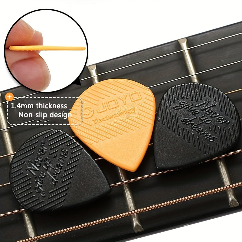 Set of JOYO guitar picks, 5-20pcs, 1.4mm thickness, non-slip, premium plastic material, for acoustic and electric guitars.