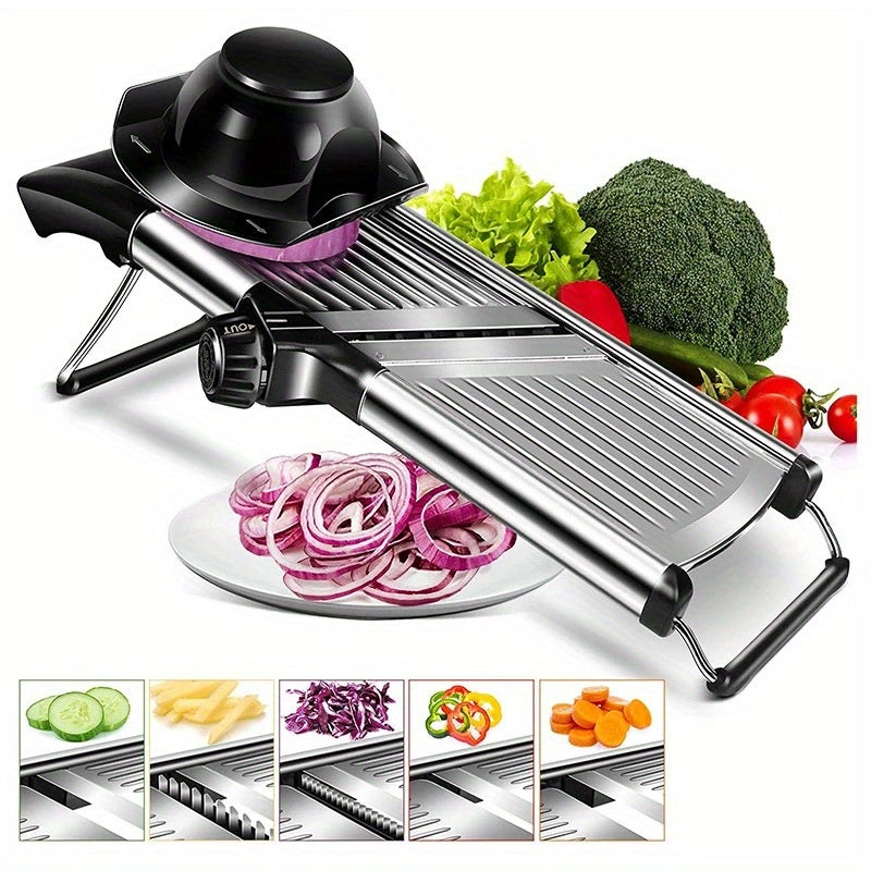 Stainless Steel Vegetable Slicer Set with Adjustable Mandoline Slicer, 5 Blades, Professional Vegetable Grater, Onion and Potato Grater, Kitchen Accessories