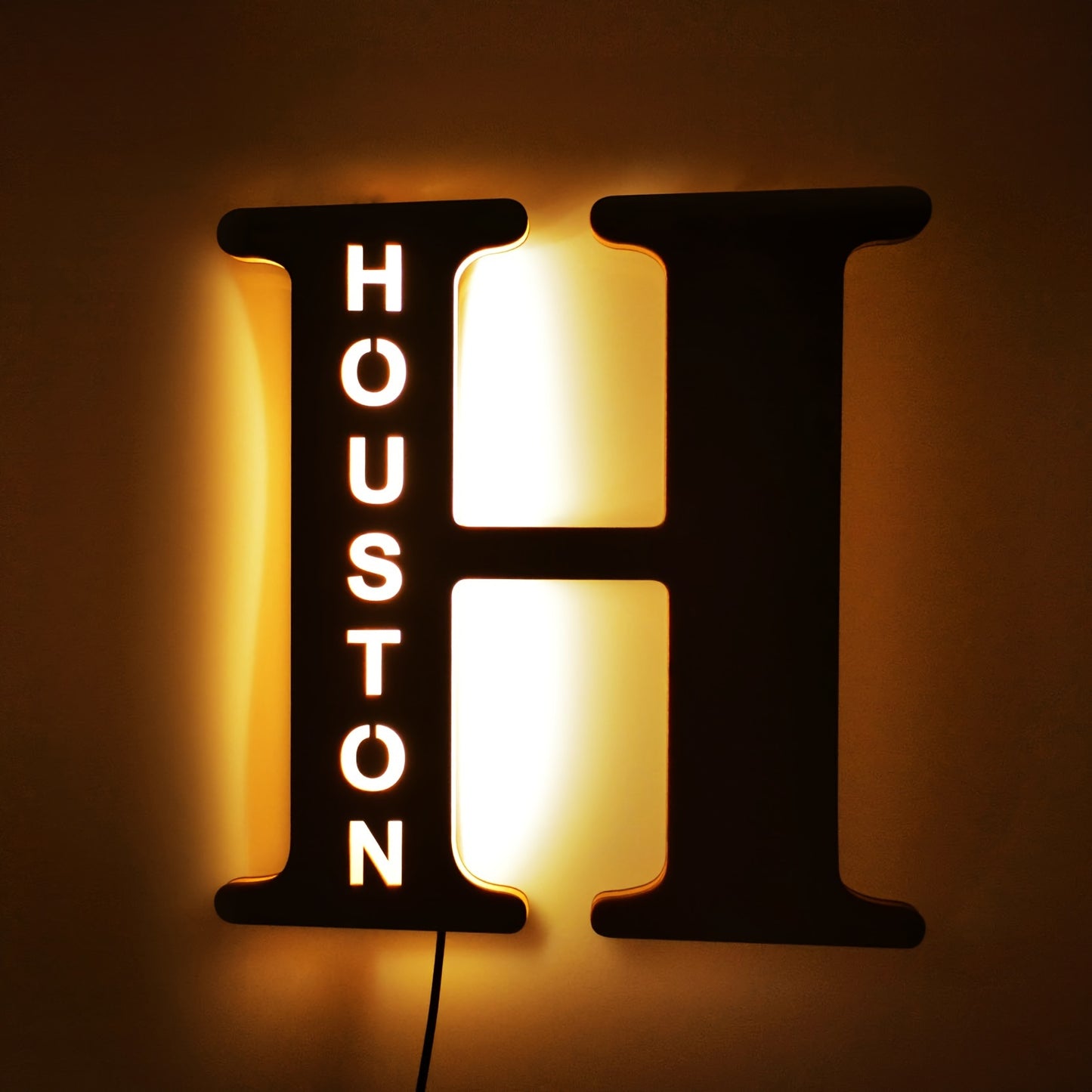 Custom LED letter night light for couples, friends, and family - personalized wooden wall lamp powered by USB. Ideal for bedroom decor with custom uppercase letters.