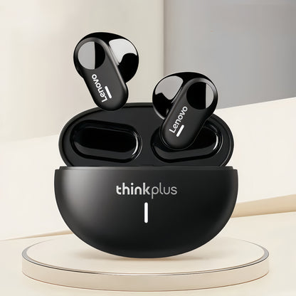 Lenovo ThinkPlus LP19 Wireless Earbuds with Charging Case, Hi-Fi Sound, Wireless 5.0, USB-C Rechargeable, Smart Compatibility in White.