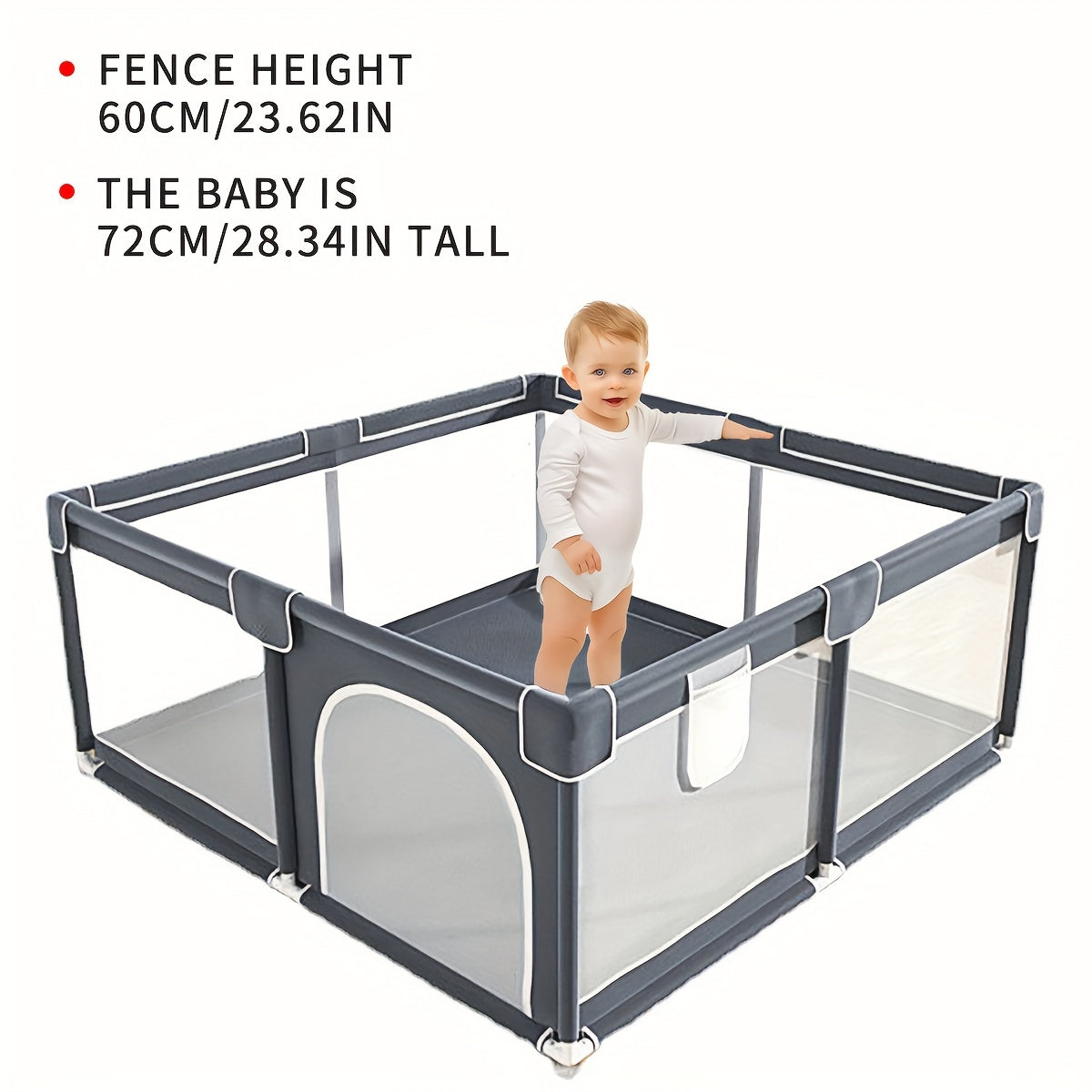 The Cochildor Baby Playpen offers a safe play area for infants and toddlers, featuring sturdy frames and breathable mesh. This portable indoor and outdoor kids' activity center is designed for children aged 0-3 years old. Made of polyester material, it