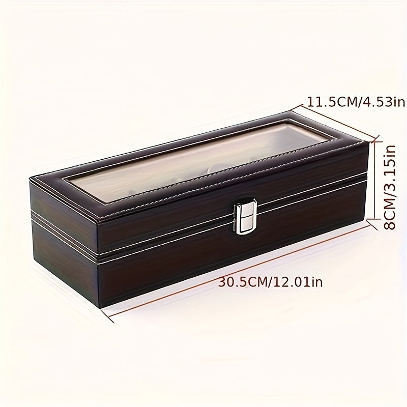 Large capacity watch storage box with 6 slots, perfect for both men and women. Ideal for storing mechanical and electronic watches.