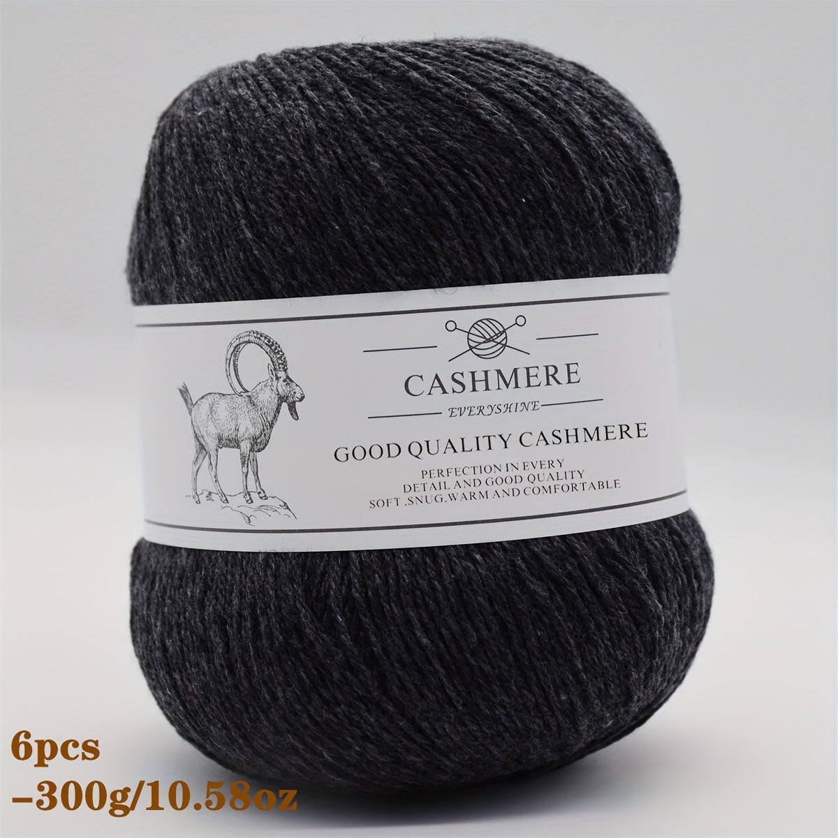 6-Pack Luxurious Cashmere Yarn for Knitting and Crocheting - Soft, Warm, Durable 80% Cashmere 20% Acrylic Blend - Perfect for Sweaters, Pants, Gloves, Hats, and DIY Crafts - 1.76oz Each