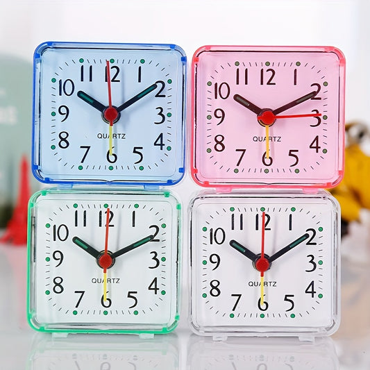 Stylish square alarm clock in colorful candy hues, battery-powered, ideal for bedroom and home decor (AA battery not included)