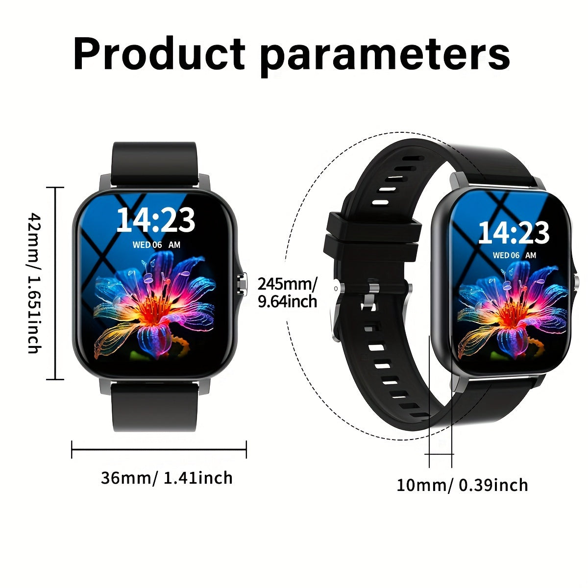 Zinc Alloy Smart Watch for Men and Women, with Wireless Calls, Fitness Monitoring, USB Rechargeable, and Smartwatch App Compatibility.