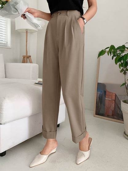 Wide leg suit pants with slant pockets, perfect for spring and summer, women's casual clothing.