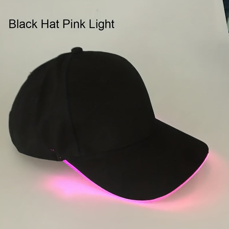 LED light-up baseball cap for parties, carnivals, and hip hop performances. Batteries included.