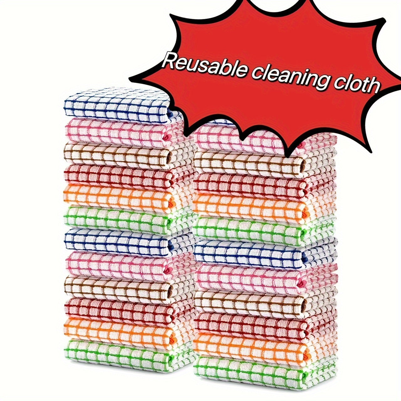 One pack of durable and soft reusable kitchen towels in vibrant space-themed colors. These super absorbent microfiber cleaning cloths are hand wash only and have a knit weave design. The rectangular cotton dishcloth set comes in a pack of one.