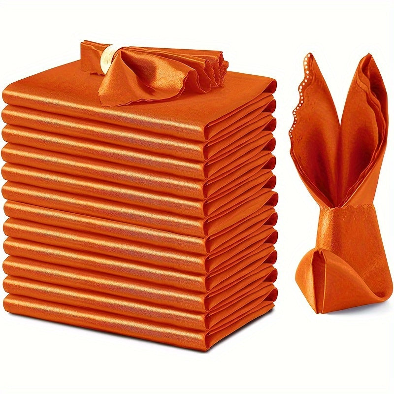 12pcs Soft Satin Napkins and Square Velvet Table Runner Napkins, 43x43cm, Ideal for Restaurant Wedding Party Decor