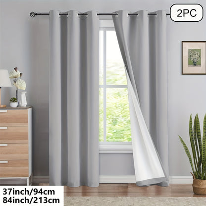 2 blackout curtains for home décor, 100% full blackout with white lining, 54x84 inches, off-white.