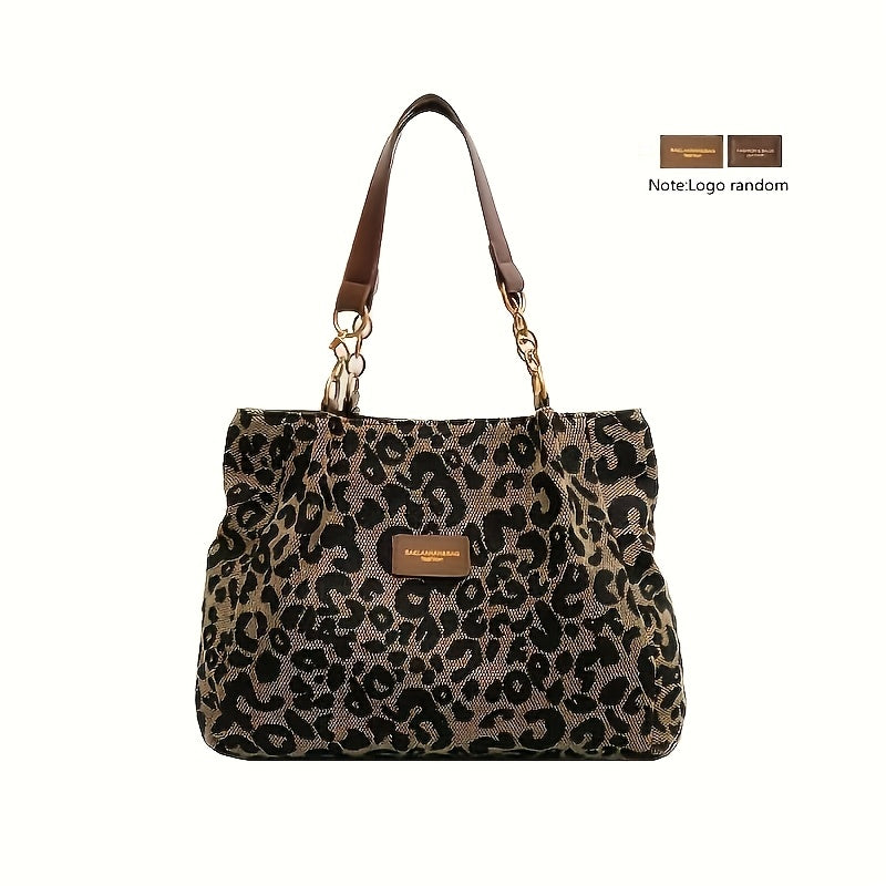 Stylish Leopard Print Tote Bag with Zip Closure for Work, School & Shopping