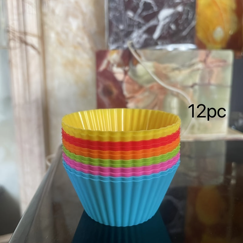 Set of Silicone Baking Cups - Choose from 6, 12, or 18 Reusable Muffin Cup Molds for Baking, Steaming, or Microwaving Small Treats like Cakes, Candies, and Puddings - Safe for Oven, Steamer, Microwave, and Dishwasher - Essential Kitchen Tools