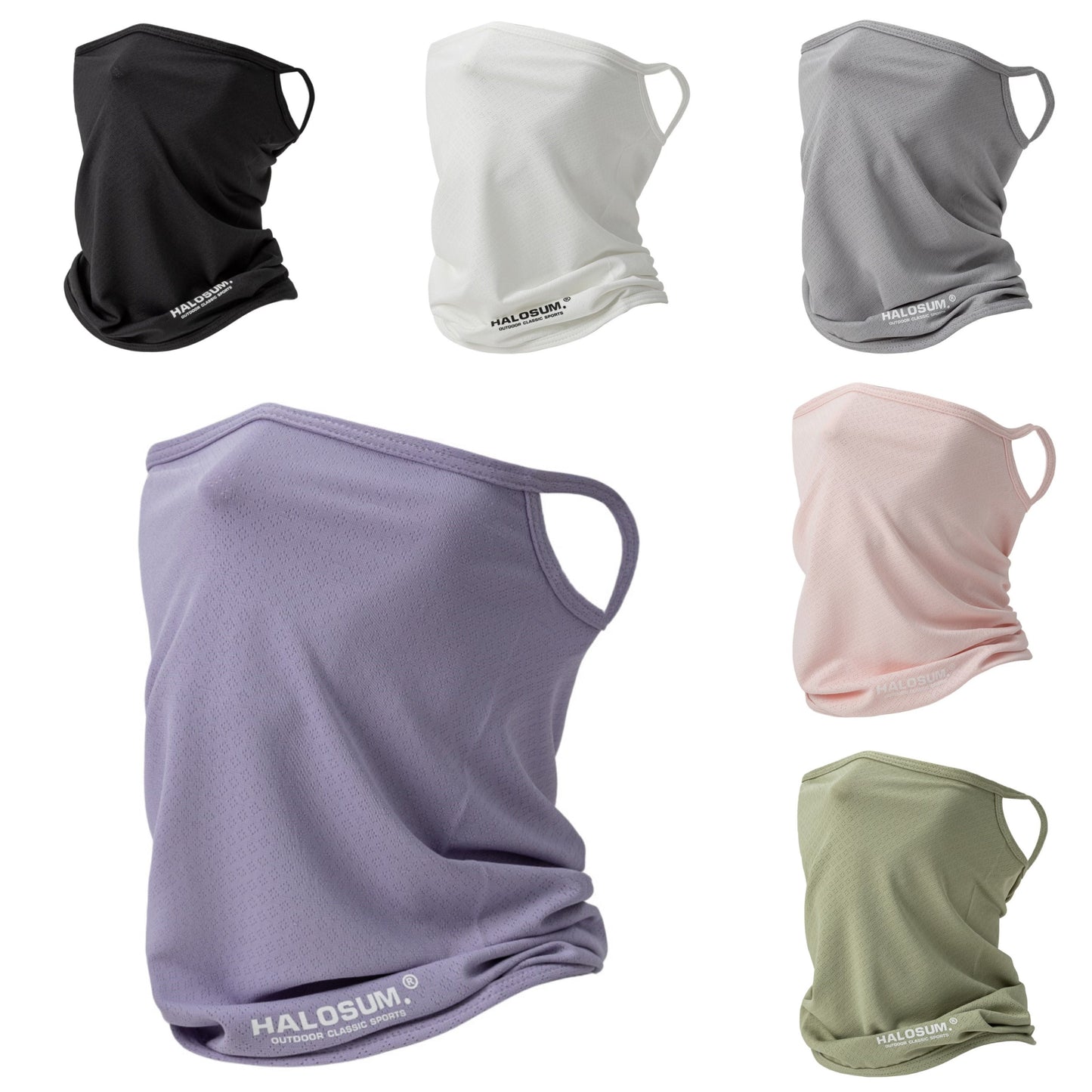 New sunscreen mask suitable for both men and women, featuring a solid color design with letters on it. This elastic and breathable neck cover is perfect for outdoor activities such as riding, offering sun protection.