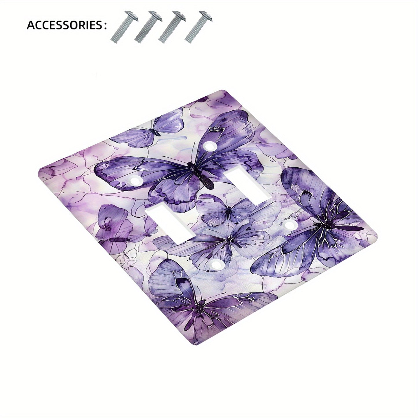 Purple butterfly light switch cover for bathroom and bedroom, easy to install.