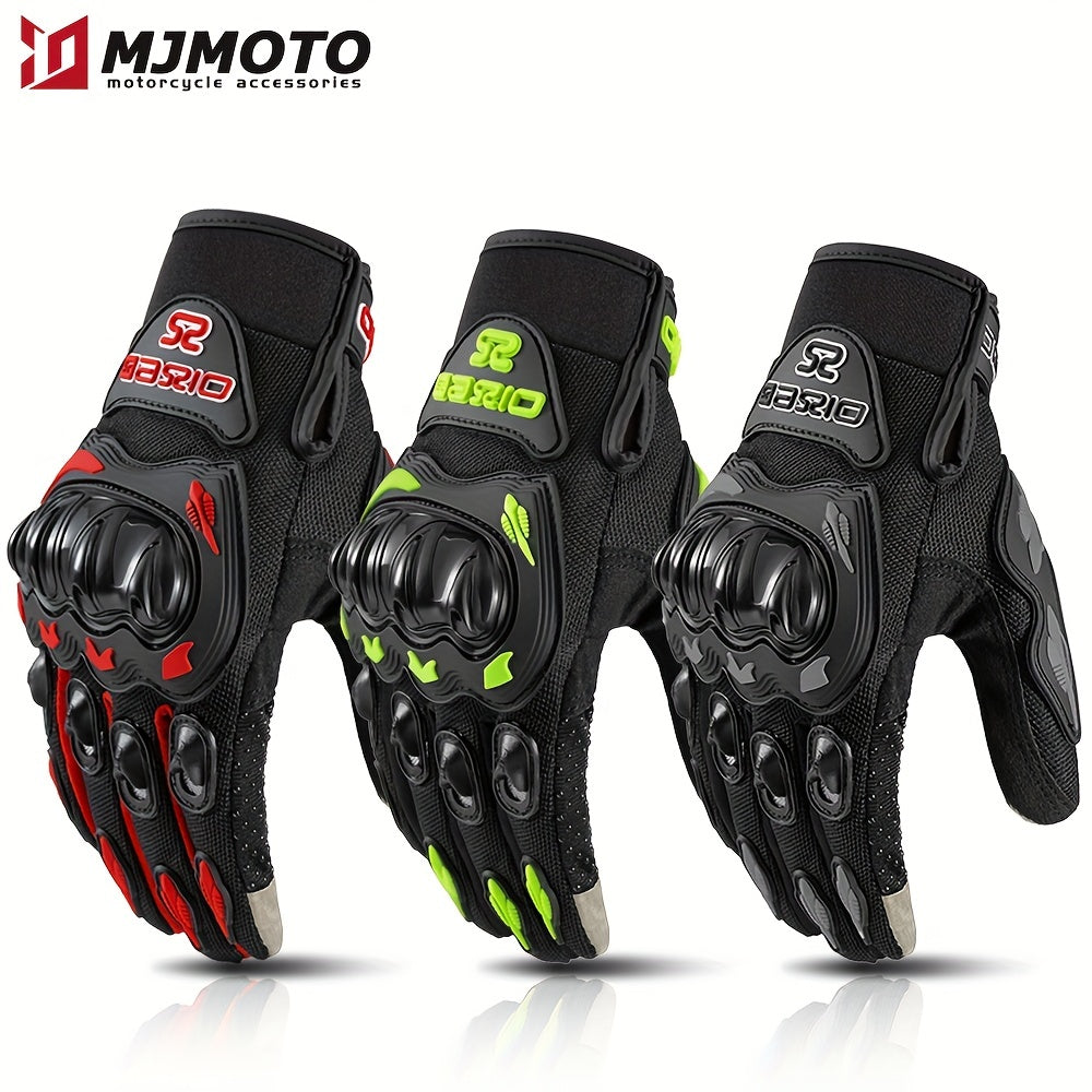 Breathable, anti-fall motorcyclist gloves for men and women, with touch screen capability.