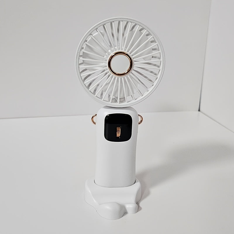 Compact Mini Handheld Fan with LED Display, 90° Foldable, Rechargeable via USB 1200mAh Lithium Battery, 100 Adjustable Speeds, Button Operated, Suitable for Indoor & Outdoor Activities, Featuring Exhaust Fan Design for Office, Bedroom, Travel, and