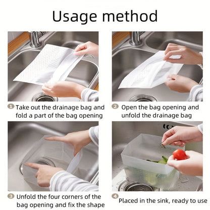 These Disposable PE Kitchen Trash Bags come in a pack of 30 and are designed to be leak-proof and recyclable. They feature a drainage design and are suitable for waste disposal. Compatible with standard 2.51-gallon and 3.17-gallon trash bins, they are